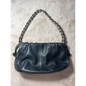 Fossil Black Leather Purse With Braided Strap Casual Shoulder Bag Soft Textured